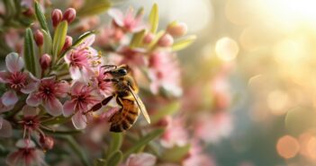 Biene an einer Manuka-Blüte. (Foto: AdobeStock_702831869 vxnaghiyev)
